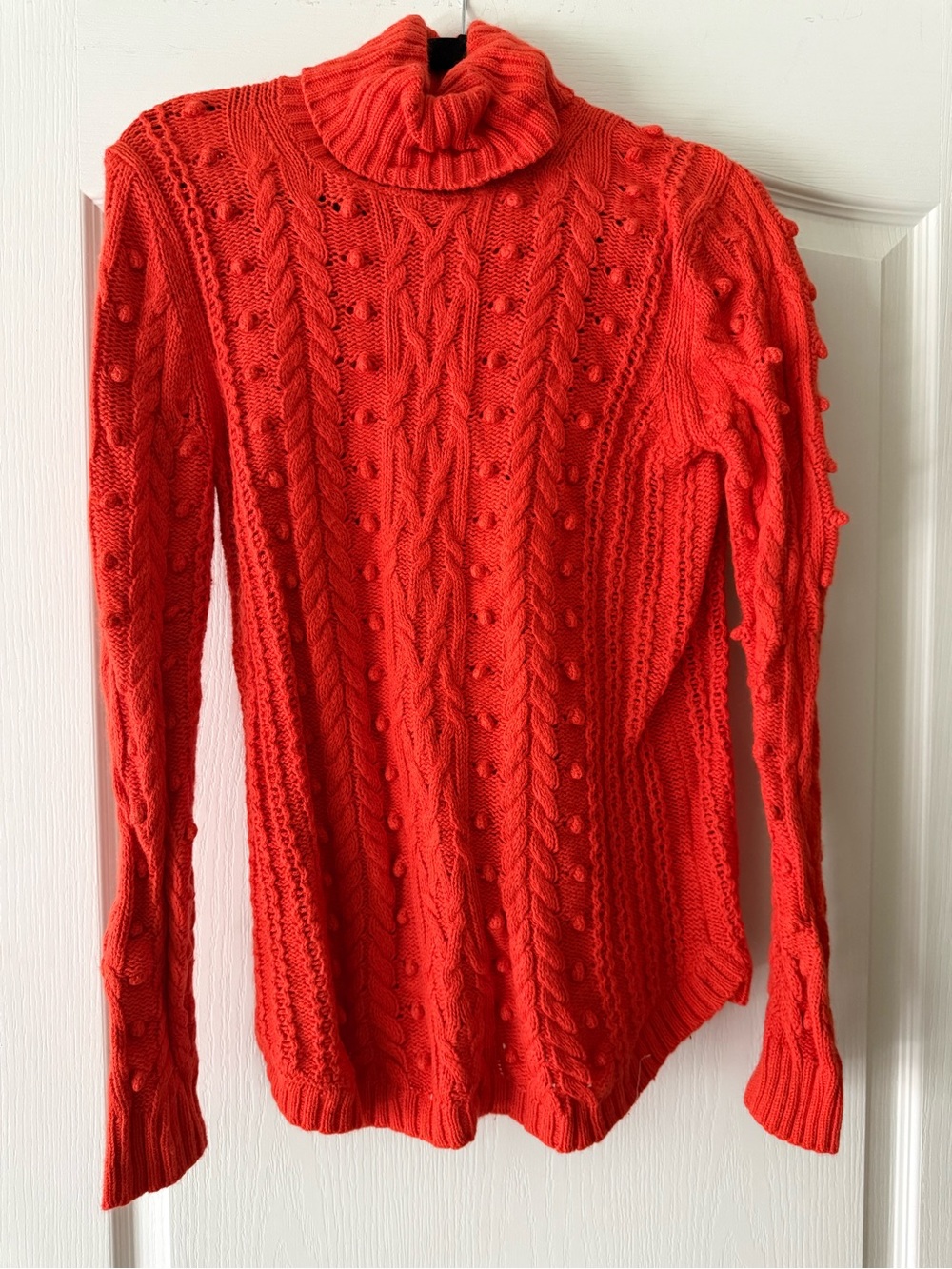 GAP Bright Red Cable-Knit Turtleneck Sweater